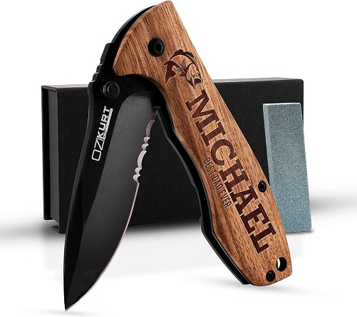 Personalized Oak Pocket Knife