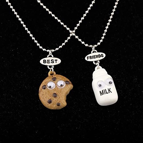 Sets of personalised necklaces kawaii, milk and cookie