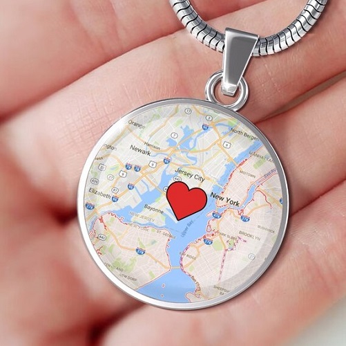 Where We Met Heart Map Necklace