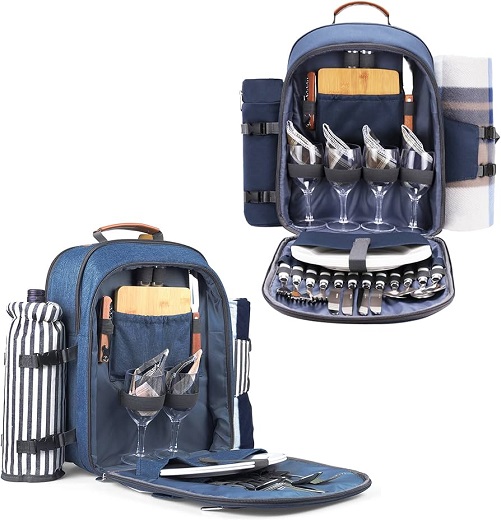 4-Person Picnic Backpack With Cooler