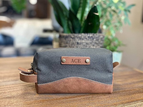 Personalized Canvas and Leather Dopp Kit