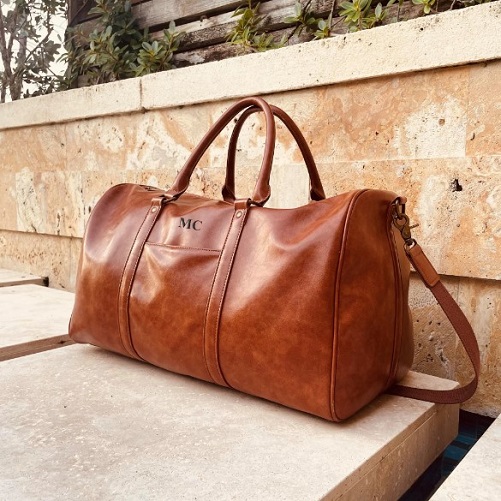Personalized Leather Weekender Bag