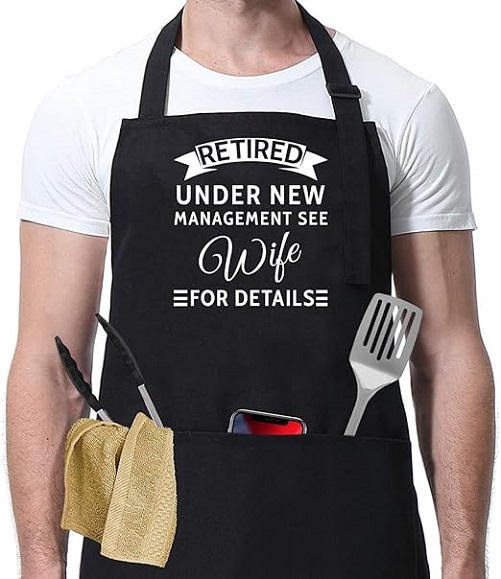 Retired Under New Management Funny Apron