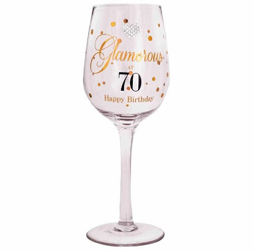 “Happy 70th Birthday” Wine Glass