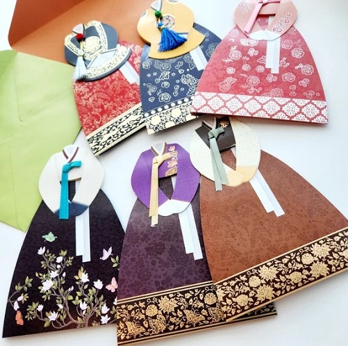 Korean Hanbok Card – Korean Traditional Clothes Shape Special Card