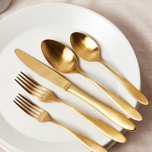 Minted Satin Gold Flatware Set Housewarming Gift Ideas For Women