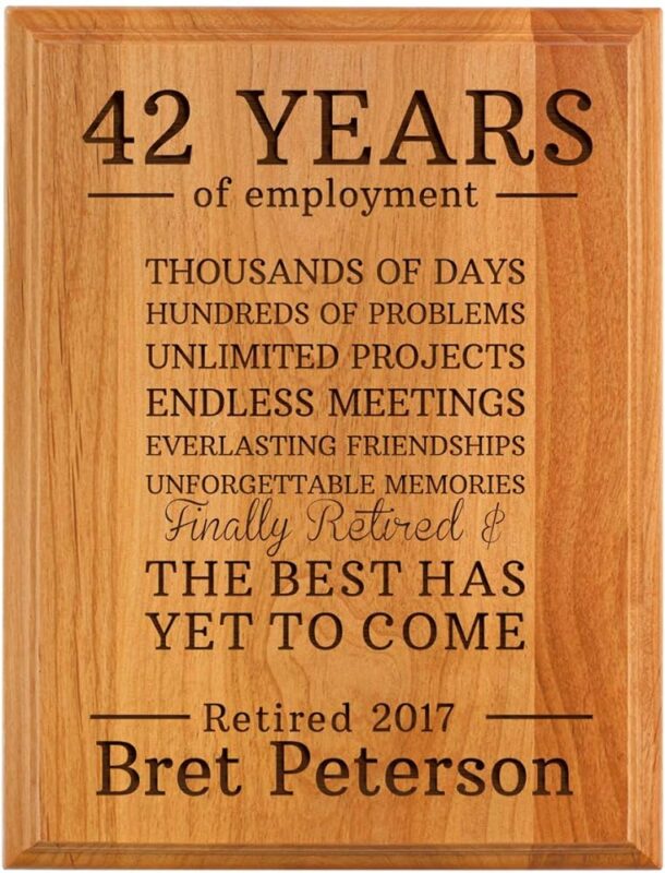 Retirement Engraved Natural Wood Plaque