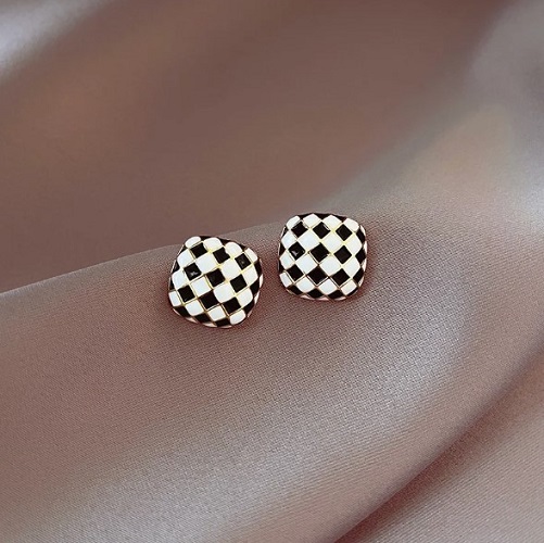 Square Checkerboard Stud Earrings