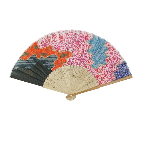 Traditional Hand Fan With Beautiful Fabric Printed