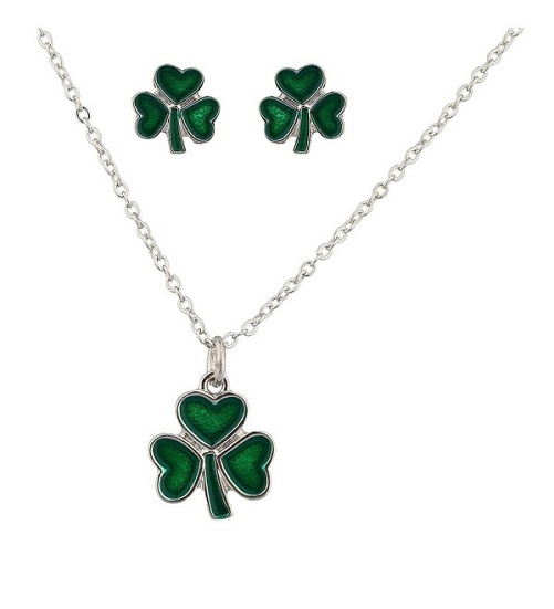 3 Leaf Heart Matching Necklace and Earrings
