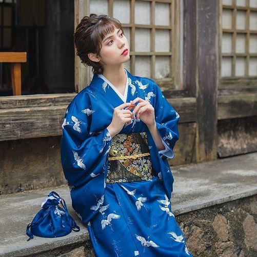 Japanese Crane Kimono Robe