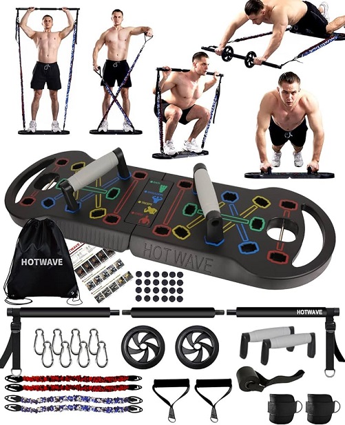 HOTWAVE Portable Exercise Equipment with 16 Gym Accessories