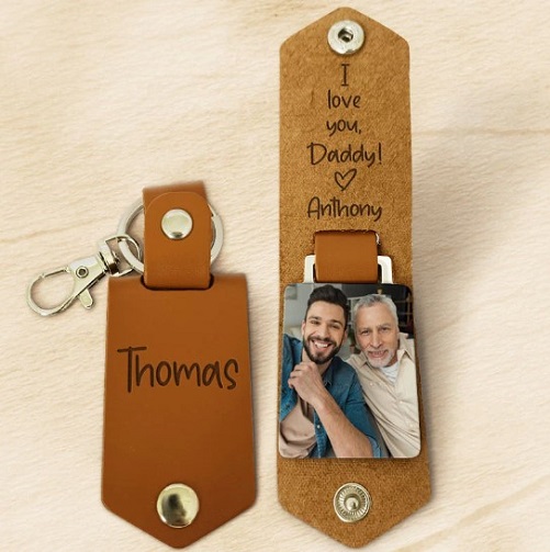 Leather Picture Keychain gifts for new grandparents