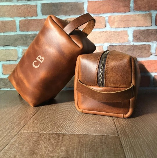 Personalized Styling Leather Dopp Kit