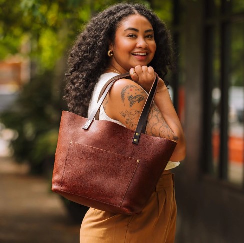 Classic Leather Tote Birthday Gifts For Girlfriend