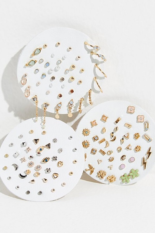 Free People Teeny Tiny Mega Stud Earring Set