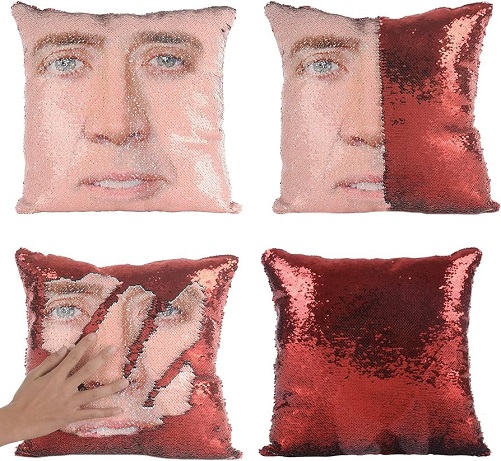 Nicolas Cage Sequin Pillow Cover