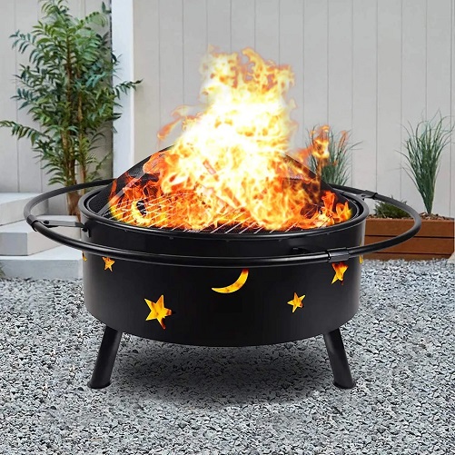 Sol 72 Outdoor Bridgeman Star and Moon Steel Wood Burning Fire Pit