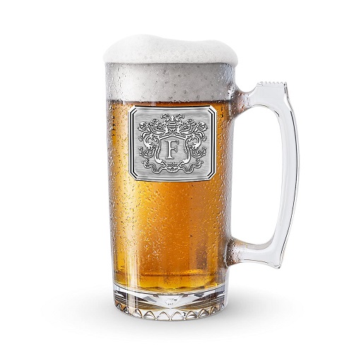 Customized Large Beer Mug Stein with Monogram Pewter