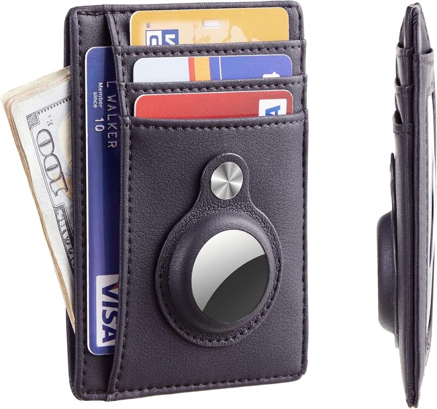 Minimalist Wallet with Built-in Case Holder for AirTag