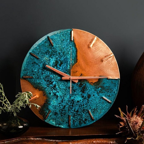 Blue Patina Copper Wall Clock