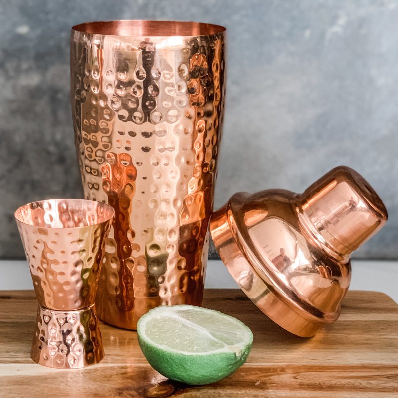 Copper Cocktail Shaker with Initial on Top