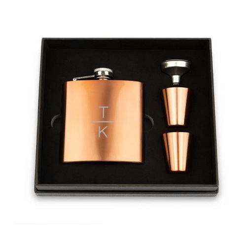 Copper Finish Flask Set