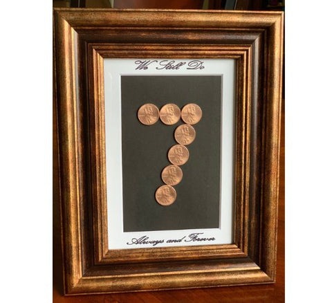 Copper Penny Engraved Oak Wall Art