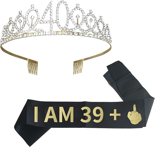 Crystal Tiara Birthday Crown funny 40th birthday gifts