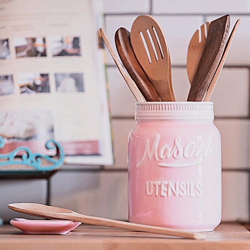 Pink Ceramic Mason Jar Measuring Cups