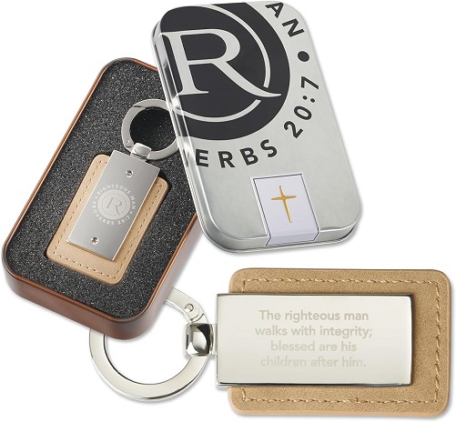 'Righteous Man' Faux Leather Keychain