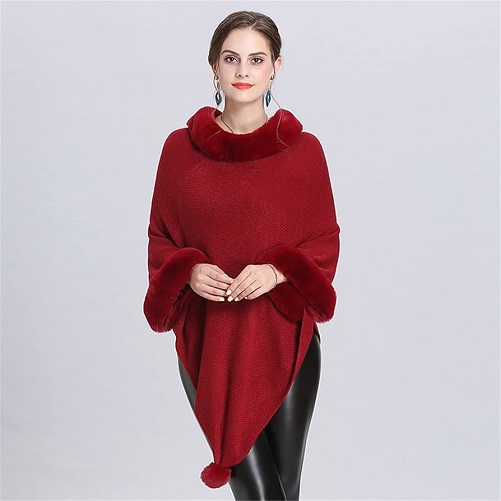 Women’s Chic Turtleneck Knitted Poncho