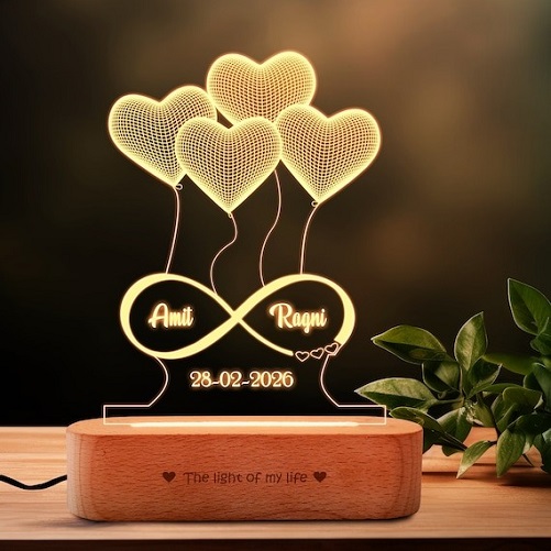 3D Illusion Heart Lamp