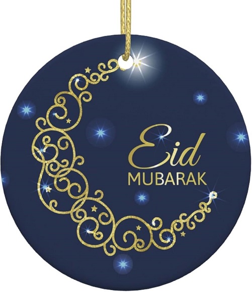 Eid Mubarak Circle Ceramic Ornaments