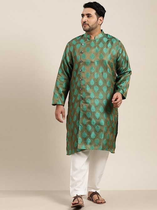 Jacquard Cotton Silk Long Kurta & Churidar Set