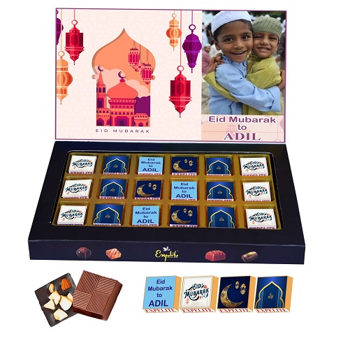 Personalised Eid Mubarak Dry Fruits Chocolate Gift (18 Pieces)