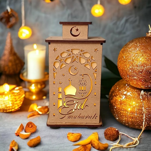 Vogatore Eid Mubarak Decoration Wooden Lamp and Hanging