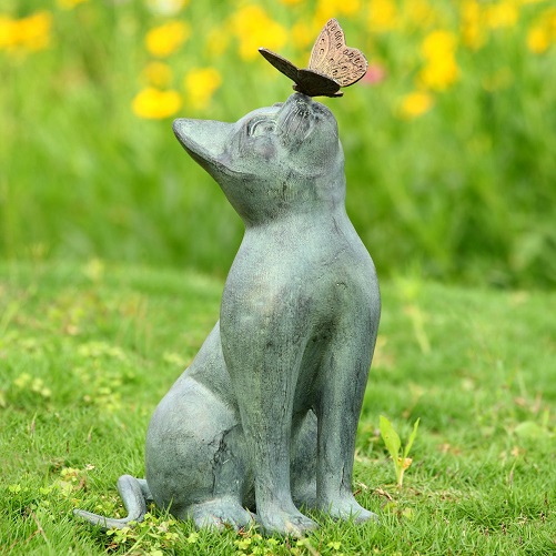 Cat and Butterfly Curiosity Garden Statue