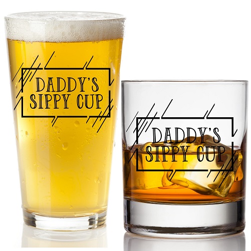 Daddy’s Sippy Cup Whiskey and Beer Glass Gift Set