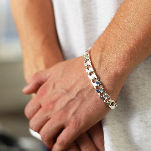 Silver Curb Chain Bracelet gifts for adult son