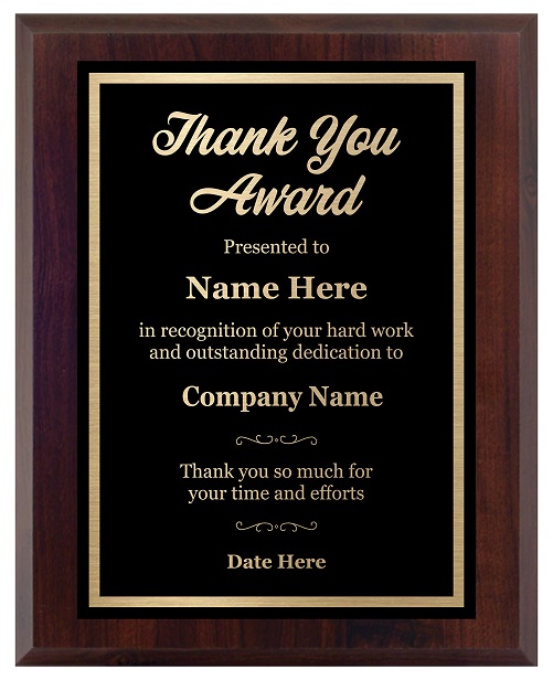 Thank You Plaque